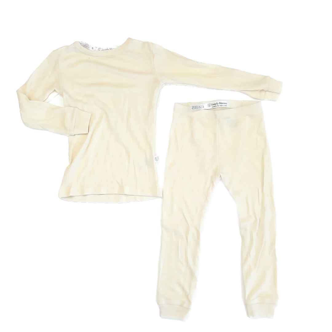 Simply Merino Girls Light Yellow baselayer 2-piece Pajamas Size: 4T Light Yellow baselayer