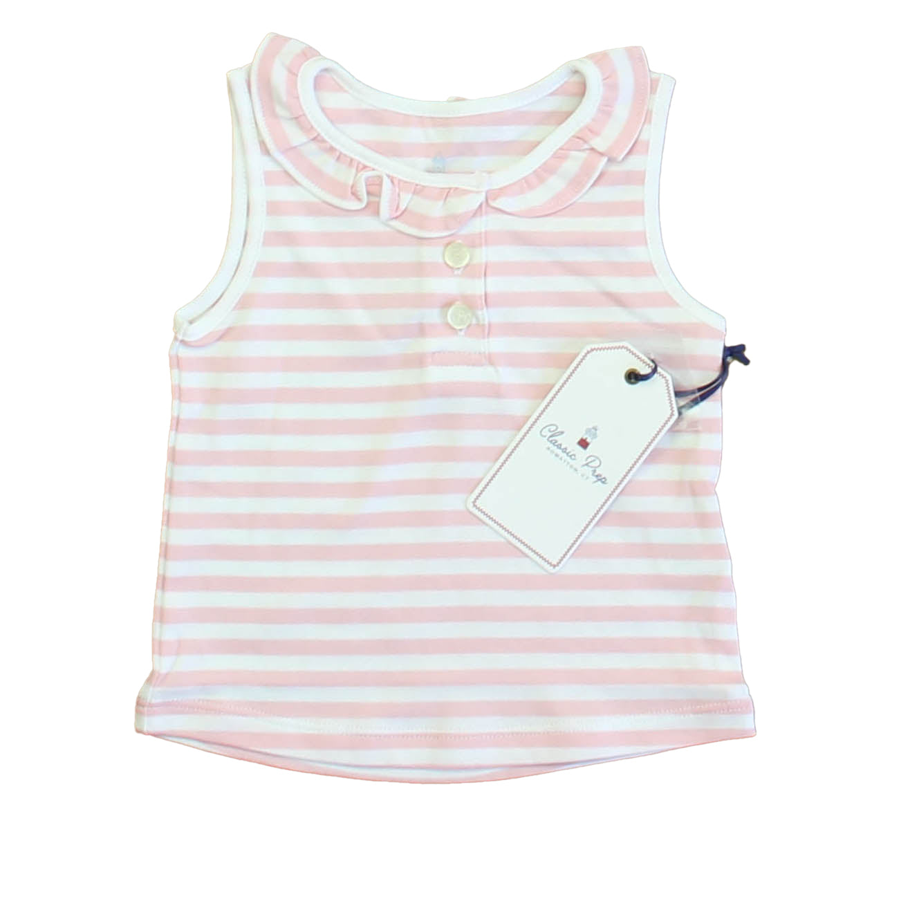 Classic Prep Girls Lilly's Pink | Bright White Polo Shirt Size: 12-24 Months Lilly's Pink | Bright White