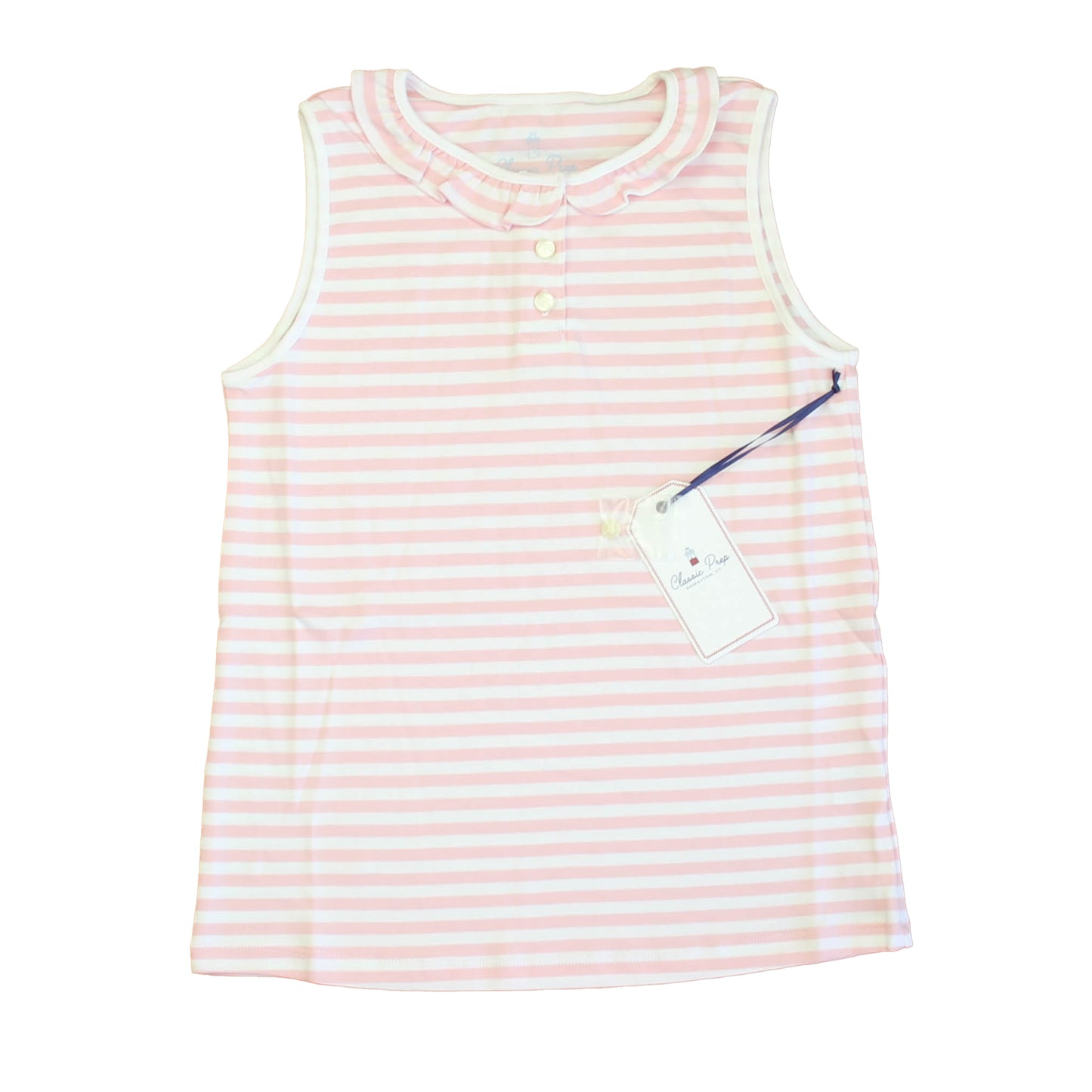 Classic Prep Girls Lilly's Pink | Bright White Polo Shirt Size: 6-14 Years