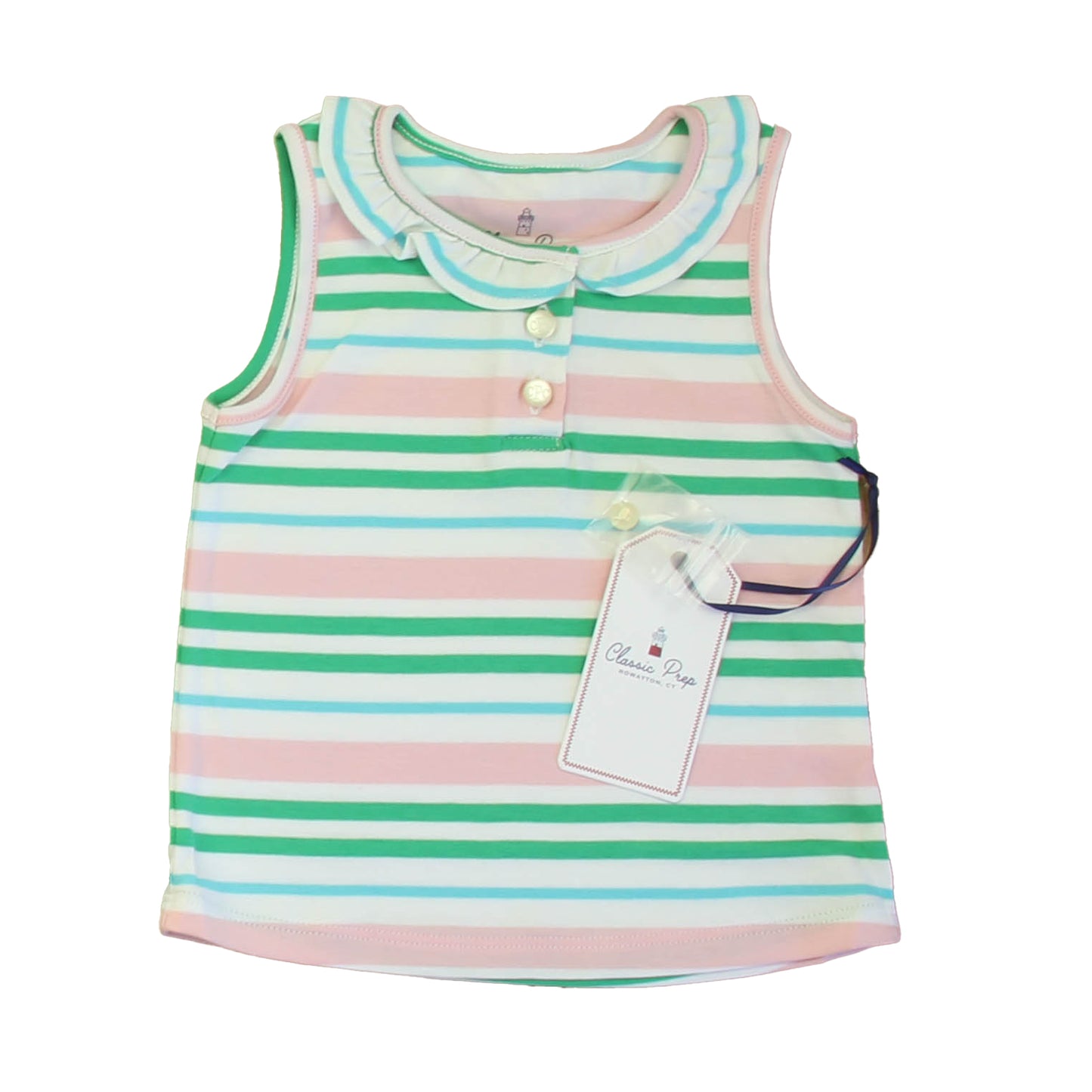 Classic Prep Girls Lilly's Pink Multistripe Polo Shirt Size: 12-24 Months Lilly's Pink Multistripe