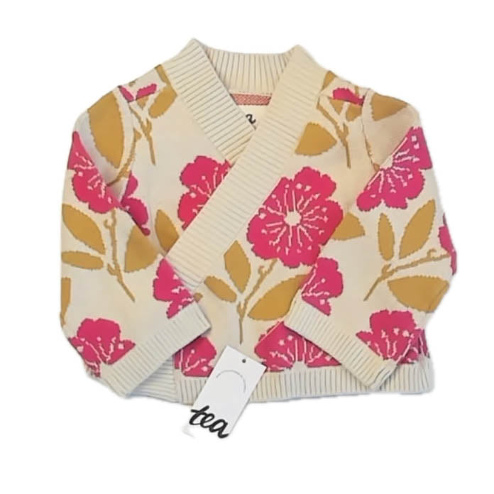 Tea Collection Girls lvory | Pink Floral Cardigan Size: 6-9 Months lvory | Pink Floral