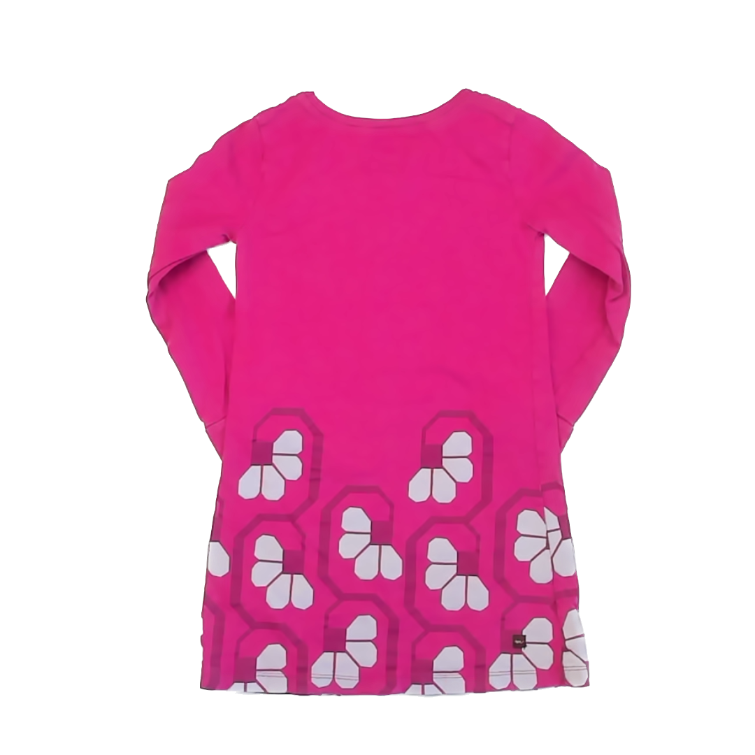 Tea Collection Girls Magenta Big Flowers | Long Sleeve Dress Size: 6 Years Magenta Big Flowers | Long Sleeve