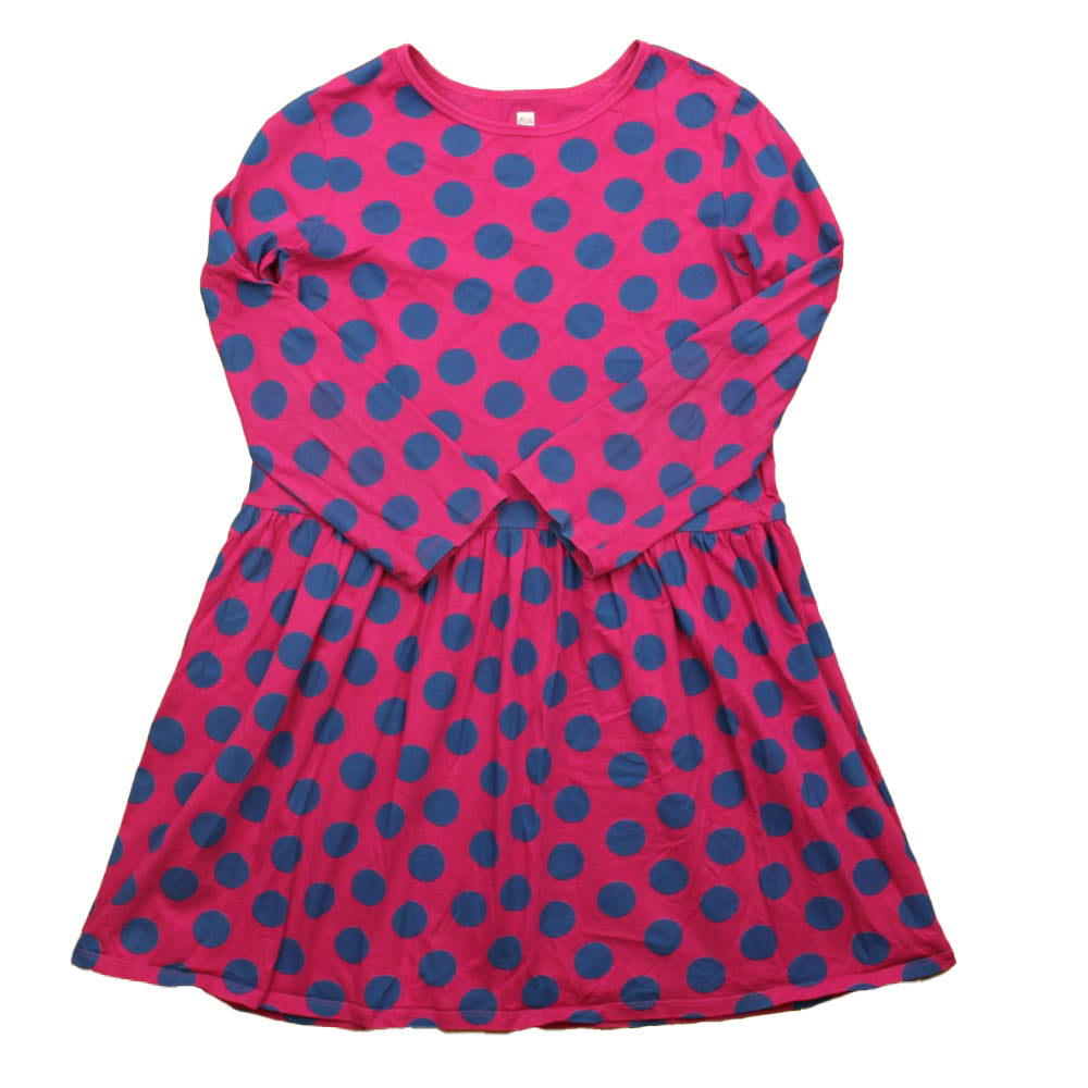 Tea Collection Girls Magenta | Blue Polka Dots Dress Size: 16 Years Magenta | Blue Polka Dots