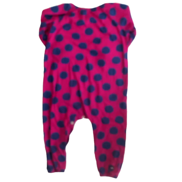 Tea Collection Girls Magenta | Blue Polka Dots Long Sleeve Outfit Size: 12-18 Months Magenta | Blue Polka Dots