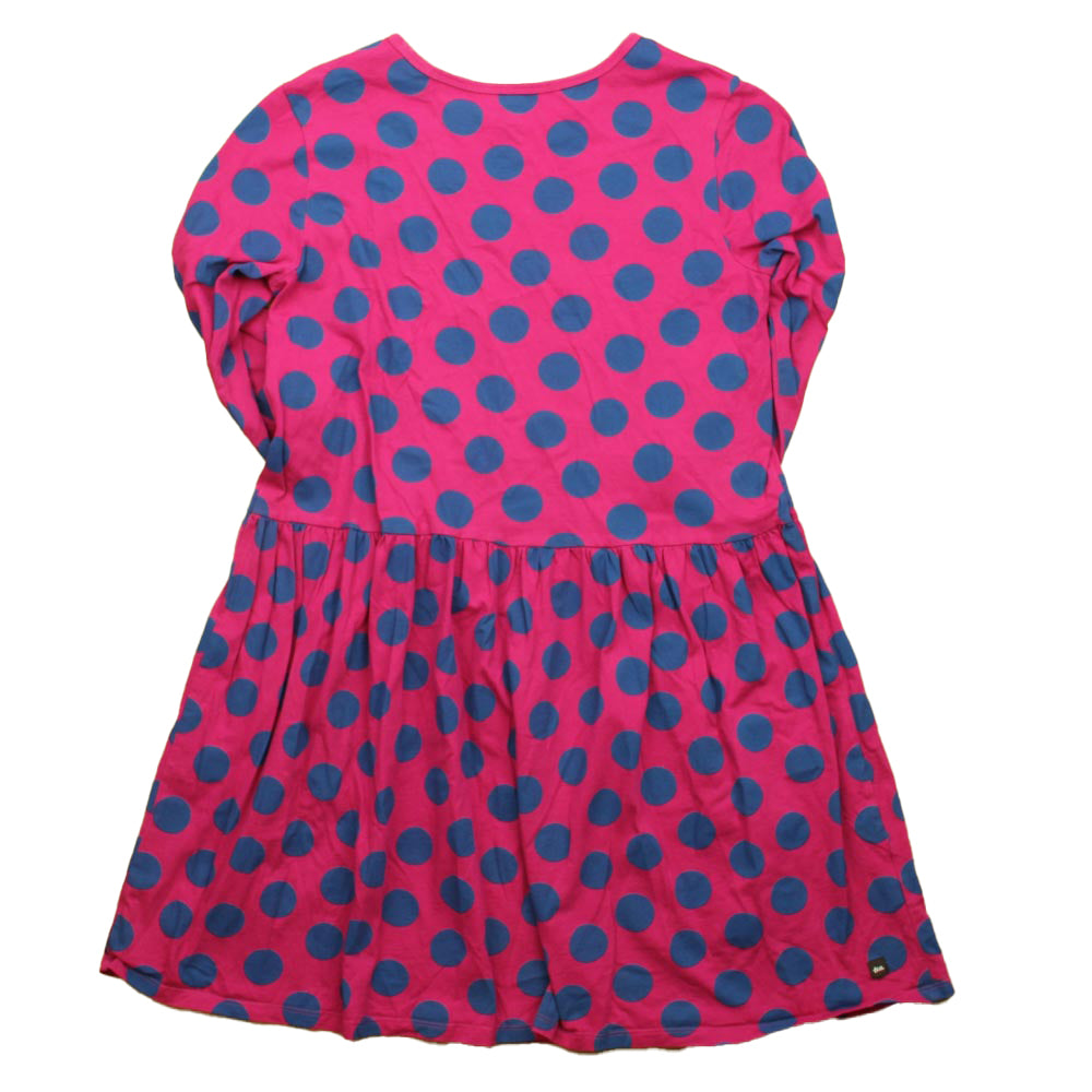 Tea Collection Girls Magenta | Blue Polka Dots Dress Size: 16 Years Magenta | Blue Polka Dots