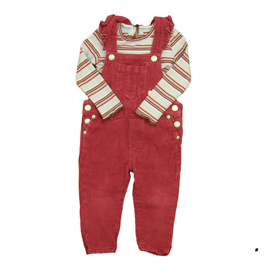 7 for all Mankind Girls Magenta | Blue Stripe Overalls Size: 12 Months Magenta | Blue Stripe