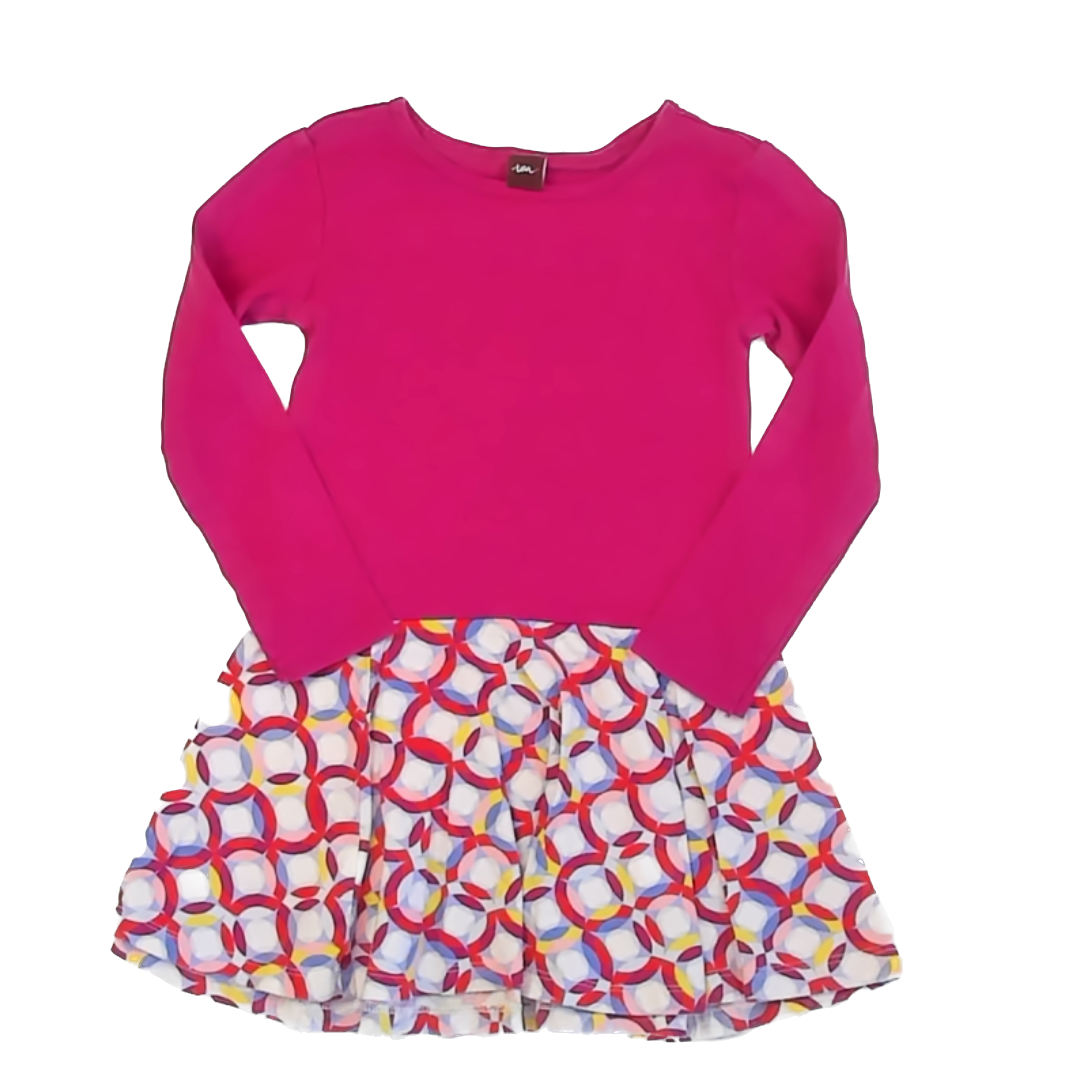 Tea Collection Girls Magenta Circles | Long Sleeve Dress Size: 5T Magenta Circles | Long Sleeve