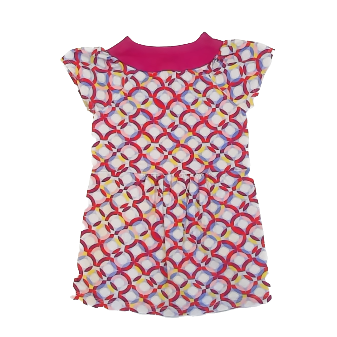 Tea Collection Girls Magenta Circles | Short Sleeve Dress Size: 5T Magenta Circles | Short Sleeve