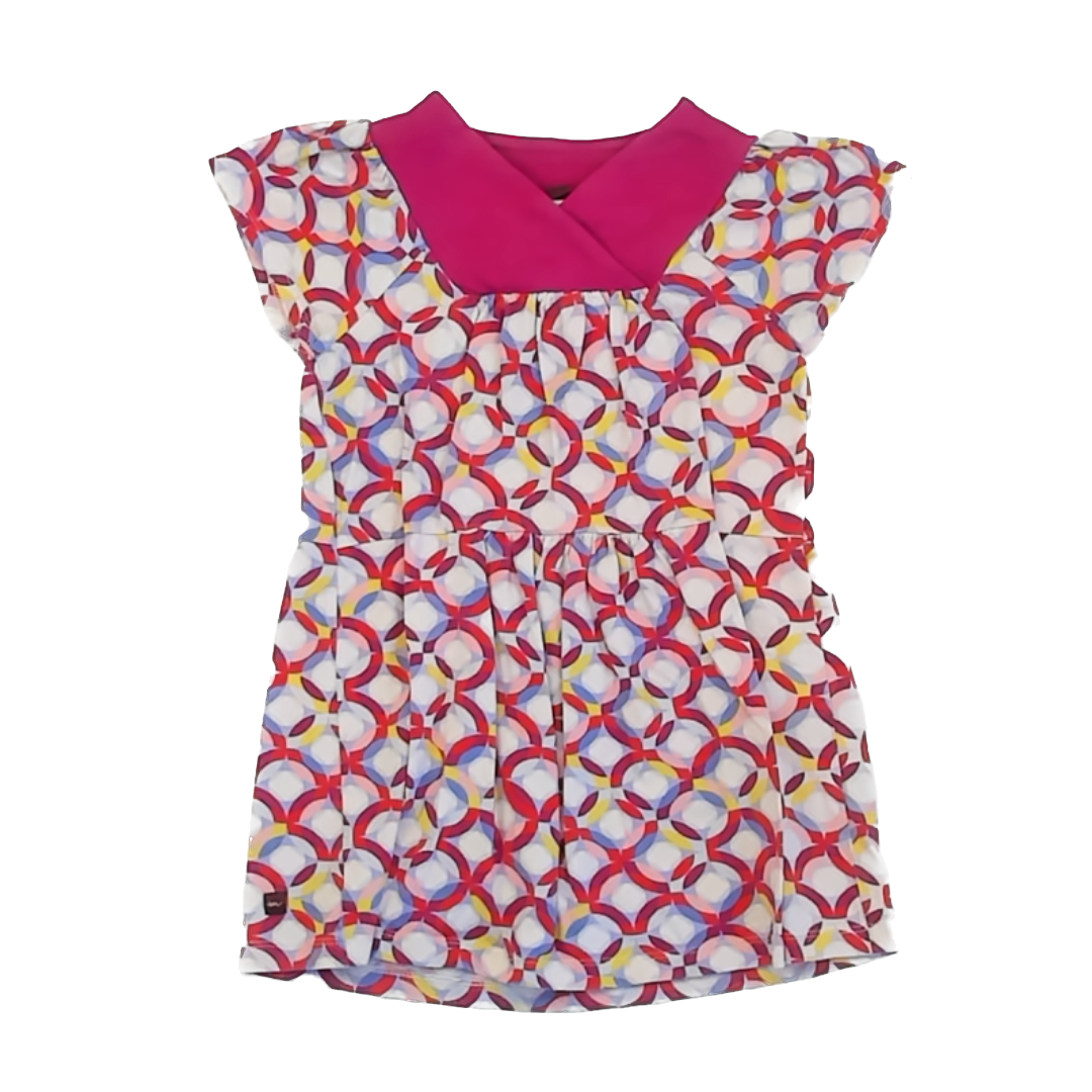 Tea Collection Girls Magenta Circles | Short Sleeve Dress Size: 5T Magenta Circles | Short Sleeve