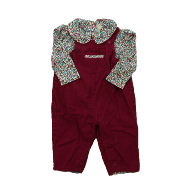 JoJo Maman Bebe Girls Magenta Floral Jumper Size: 3-6 Months