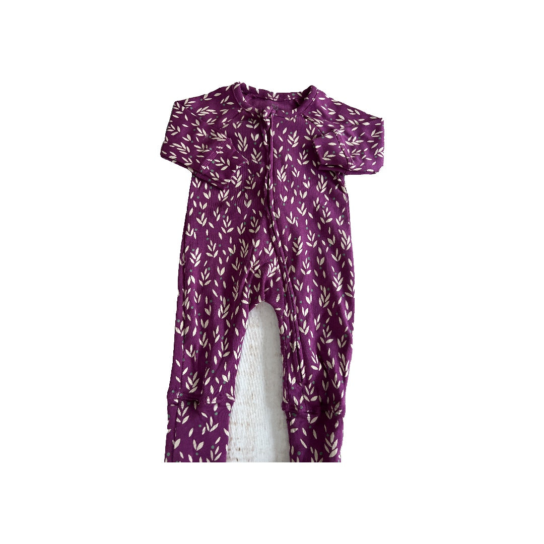 Oliver & Rain Girls Magenta | Flowers Long Sleeve Outfit Size: Newborn Magenta | Flowers