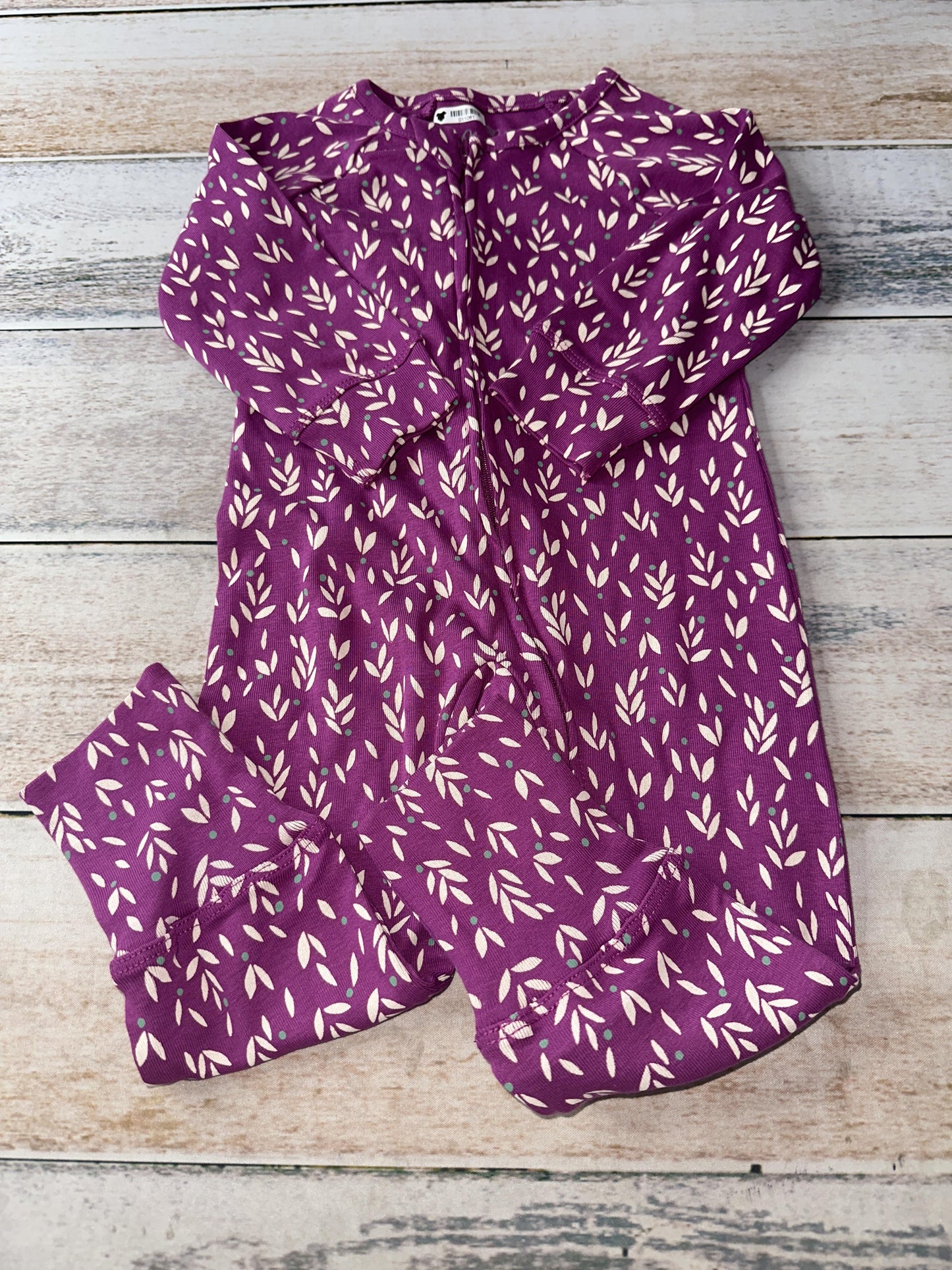 Oliver & Rain Girls Magenta | Flowers Long Sleeve Outfit Size: 12 months Magenta | Flowers