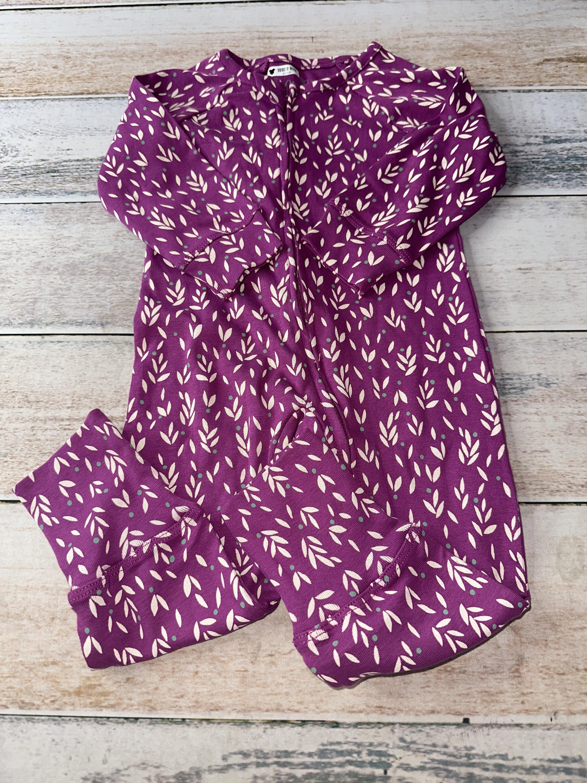 Oliver & Rain Girls Magenta | Flowers Long Sleeve Outfit Size: 12 months Magenta | Flowers
