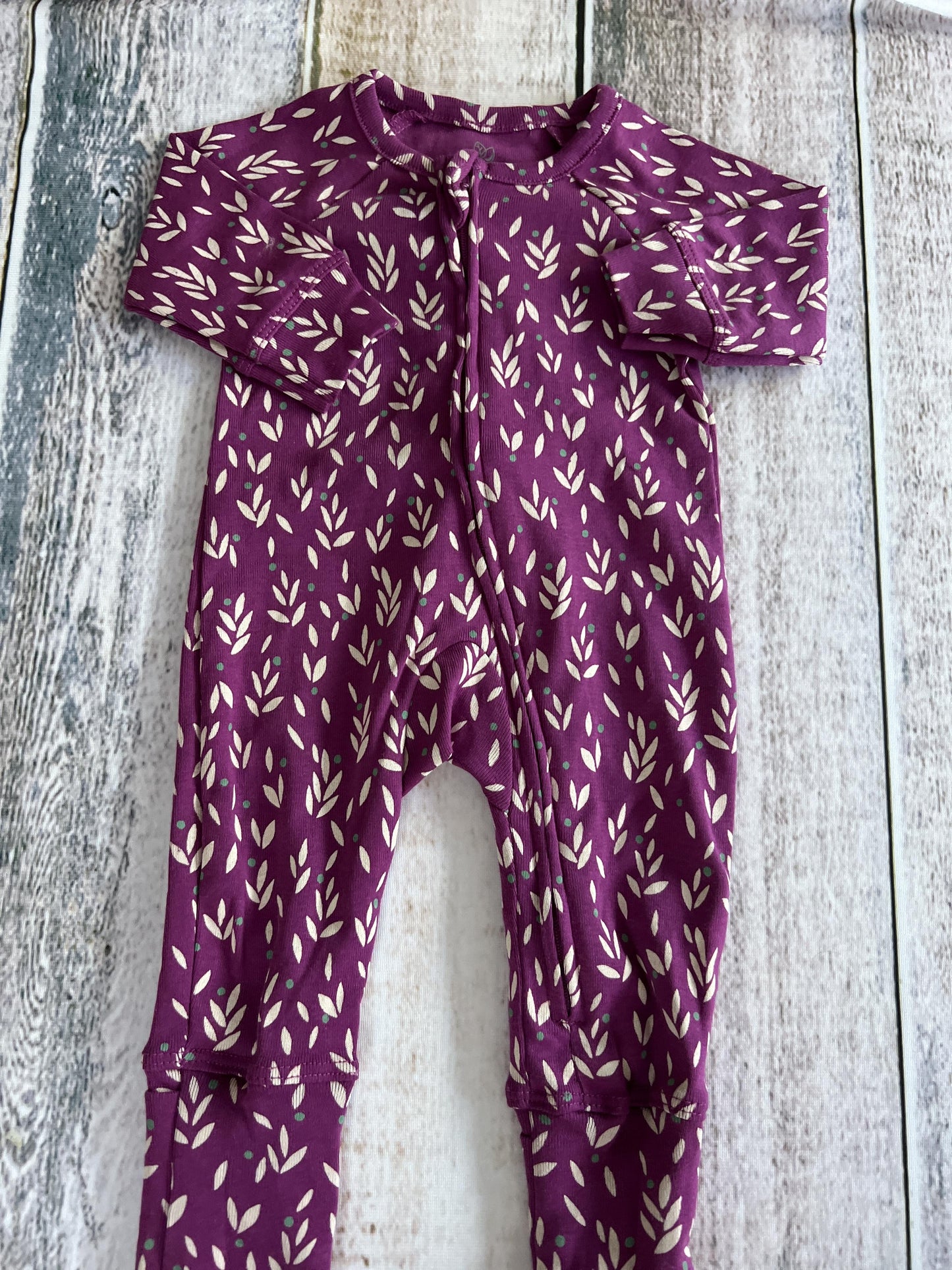 Oliver & Rain Girls Magenta | Flowers Long Sleeve Outfit Size: Newborn Magenta | Flowers