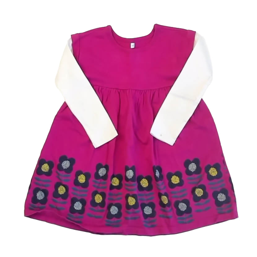 Tea Collection Girls Magenta | Navy Floral Dress Size: 5T Magenta | Navy Floral