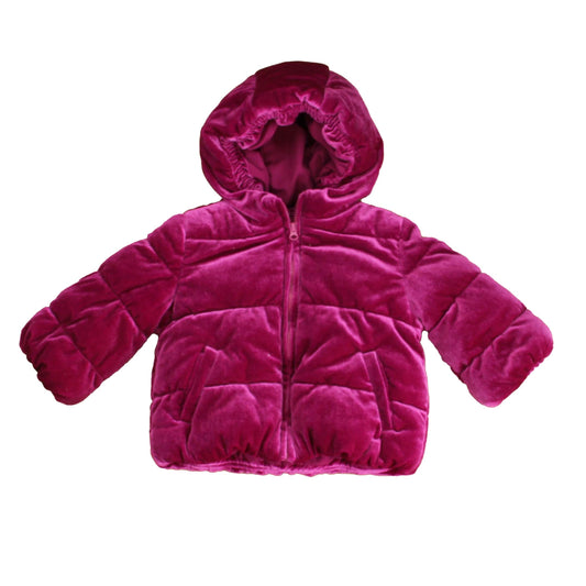 Gymboree Girls Magenta Velour Winter Coat Size: 12-18 Months