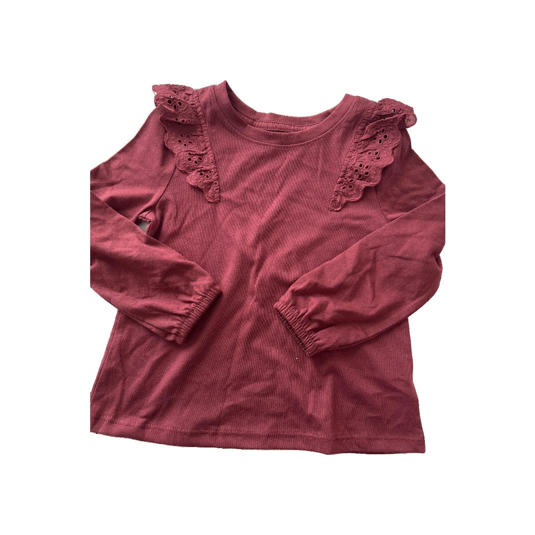 Cat & Jack Girls Magenta Long Sleeve Shirt Size: 3T Magenta