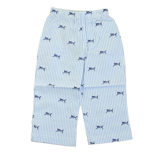 Classic Prep Boys Marlins on Blue Seersucker Pants Size: 12-24 Months Marlins on Blue Seersucker