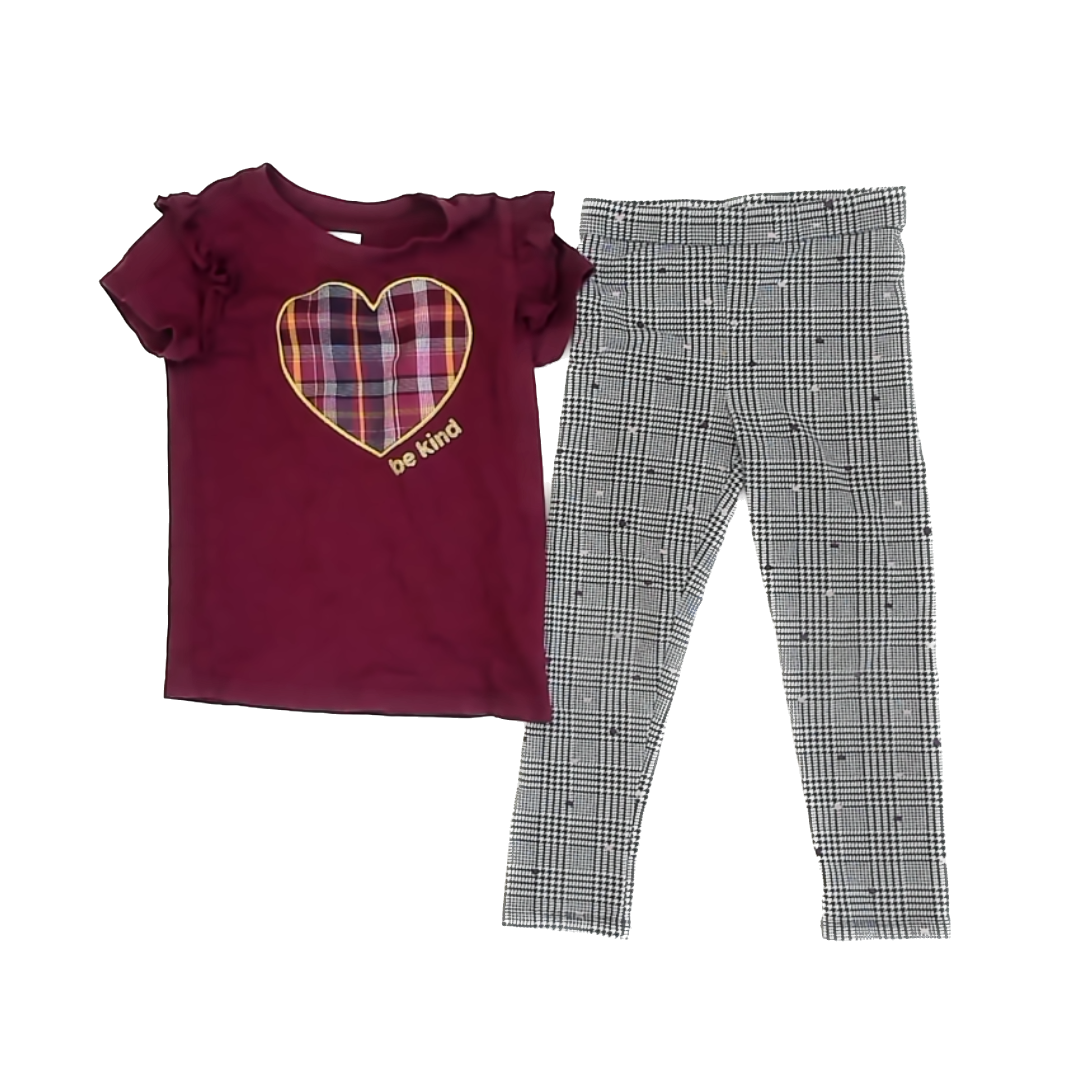 Garanimals Girls Maroon | Black | White Apparel Sets Size: 5T Maroon | Black | White
