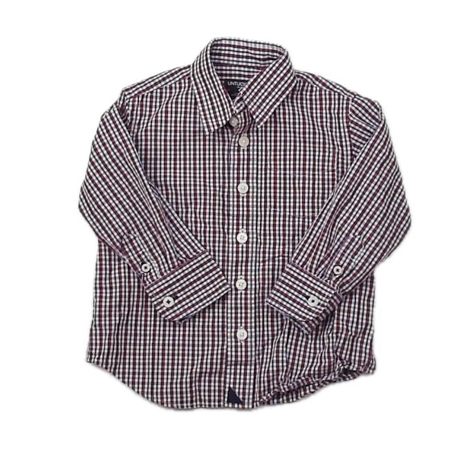 Untuckit Boys Maroon | Blue Plaid Button Down Long Sleeve Size: 2T Maroon | Blue Plaid