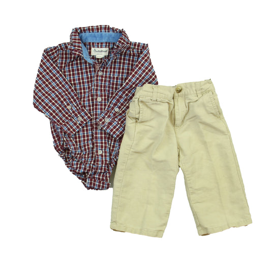 Janie and Jack | Beetle & Thread Boys Maroon | Blue | Tan Apparel Sets Size: 12-18 Months Maroon | Blue | Tan