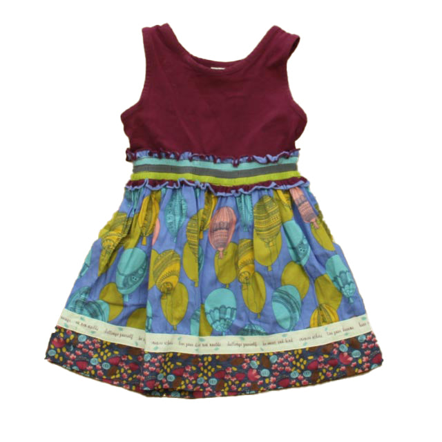 Matilda Jane Girls Maroon | Blue Dress Size: 2T Maroon | Blue