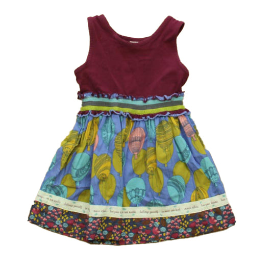 Matilda Jane Girls Maroon | Blue Dress Size: 2T Maroon | Blue
