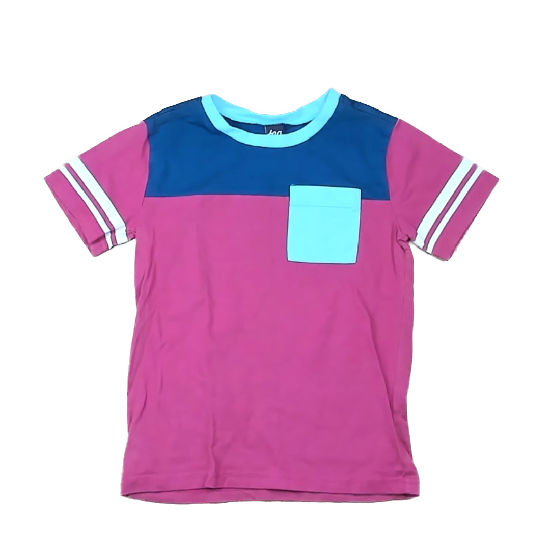Tea Collection Boys Maroon | Blue Short Sleeve Tops Size: 7 Years Maroon | Blue
