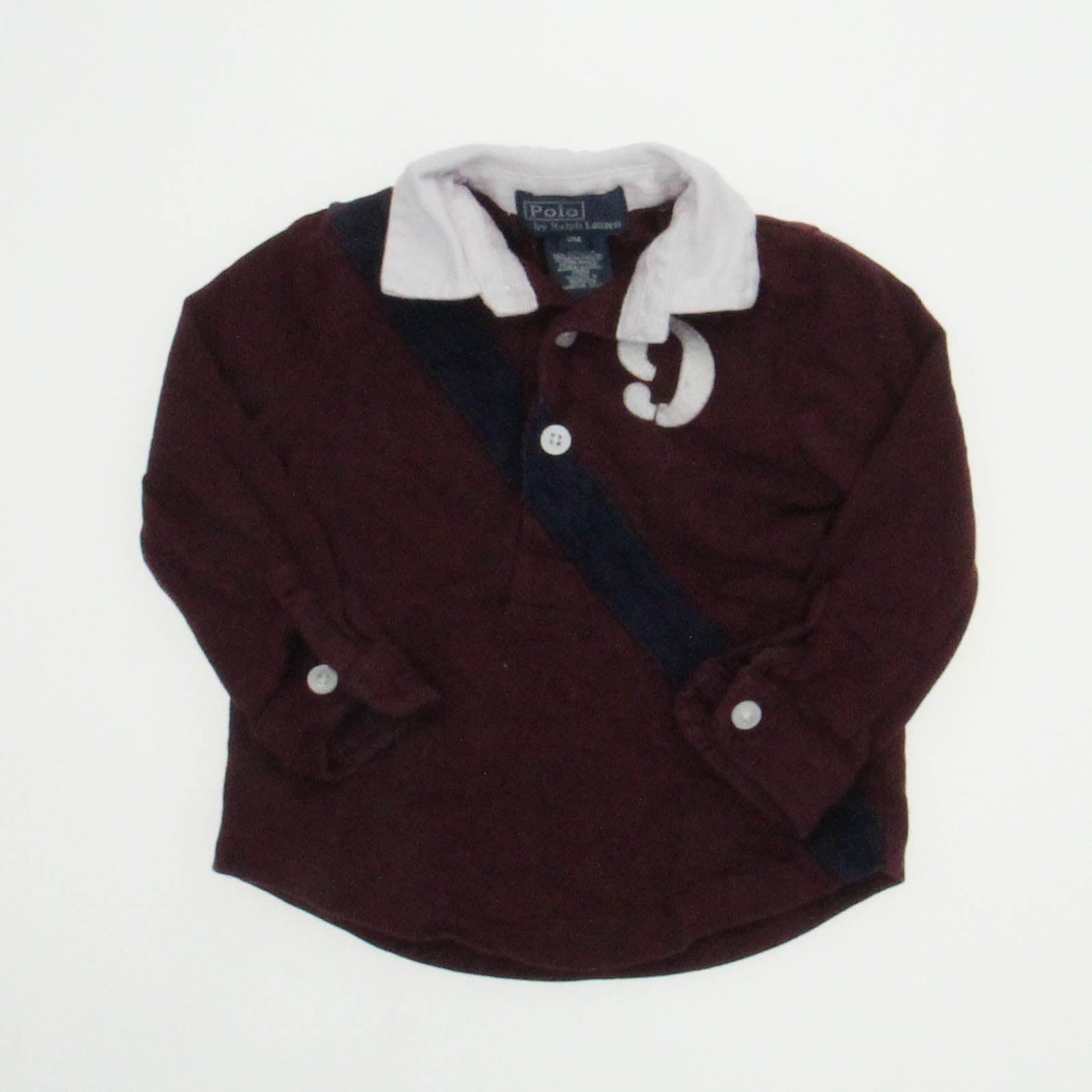 Ralph Lauren Boys Maroon | Blue Rugby Shirt Size: 9 Months Maroon | Blue