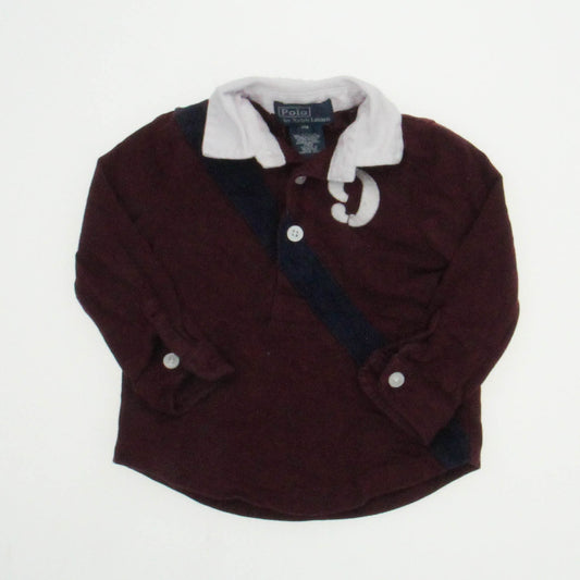 Ralph Lauren Boys Maroon | Blue Rugby Shirt Size: 9 Months Maroon | Blue