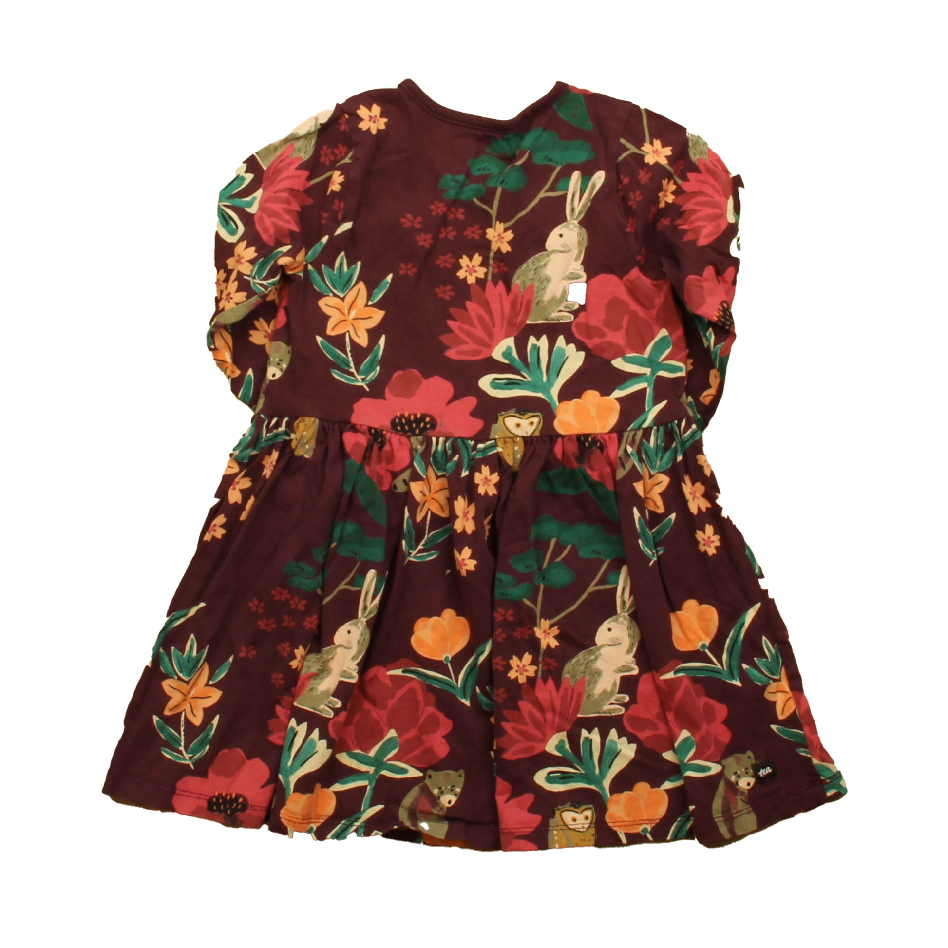 Tea Collection Girls Maroon Bunny Dress Size: 4T Maroon Bunny