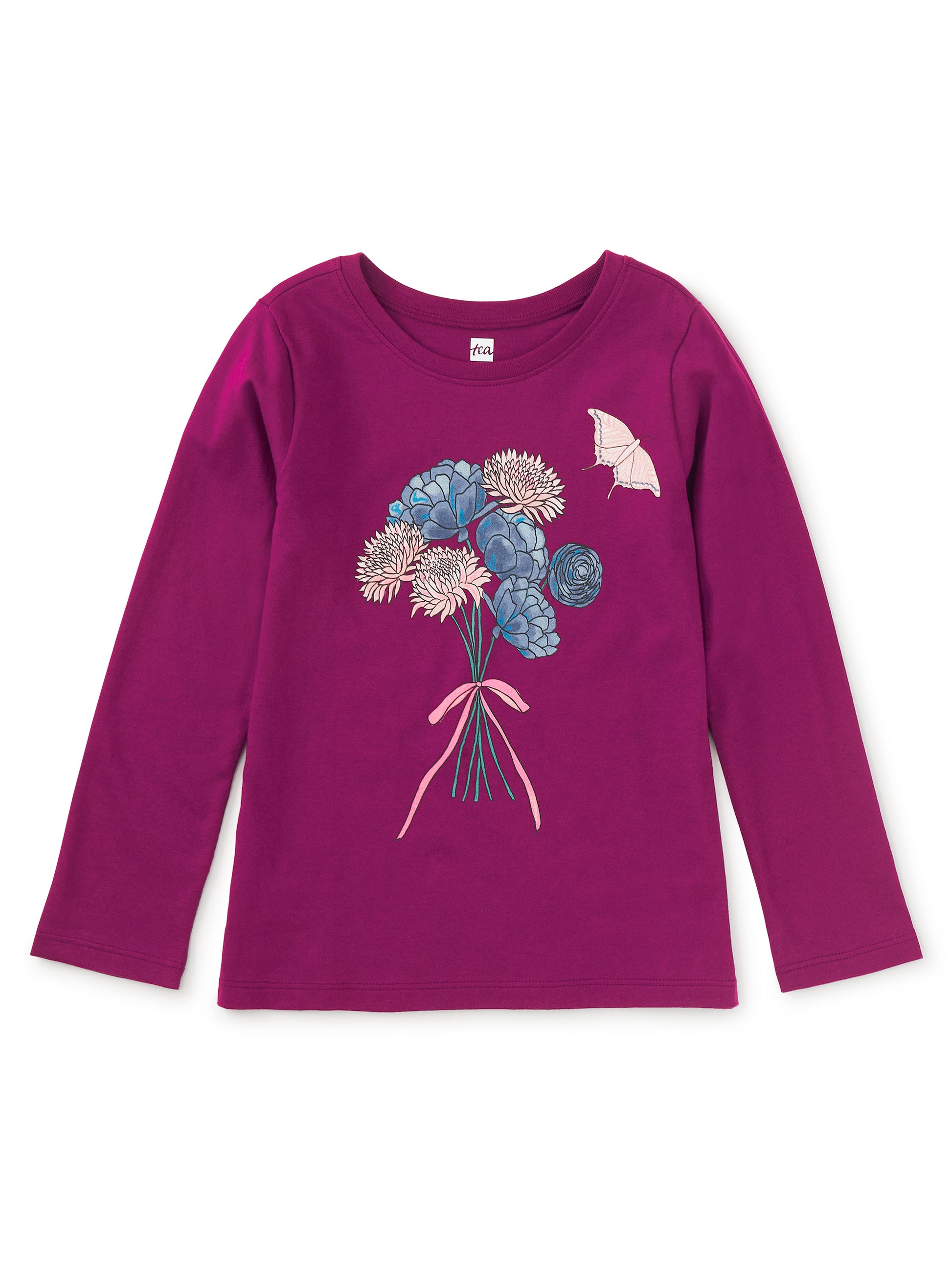Tea Collection Girls Maroon Butterfly Bouquet Long Sleeve T-Shirt Size: 5T Maroon Butterfly Bouquet