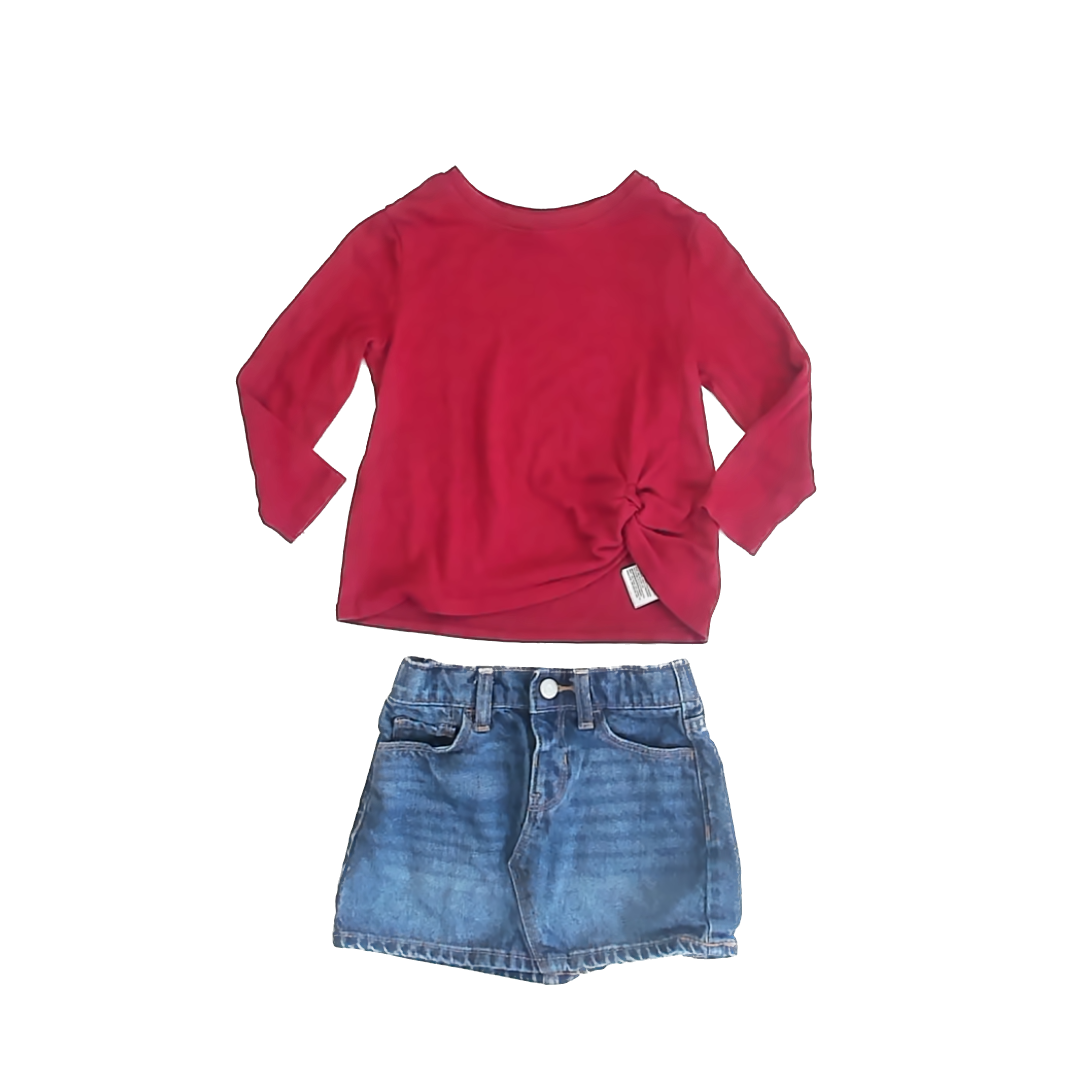 Old Navy Girls Maroon | Denim Apparel Sets Size: 2T Maroon | Denim