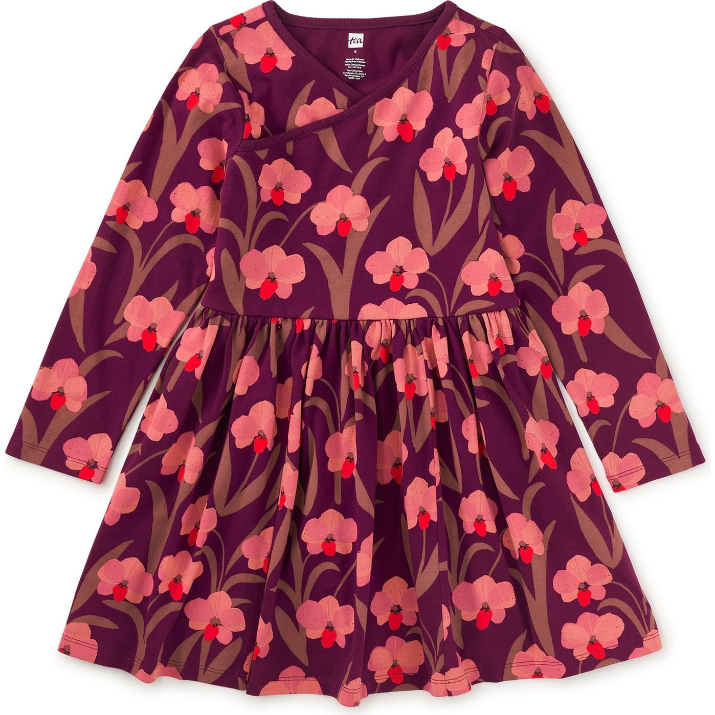 Tea Collection Girls Maroon Floral Dress Size: 5T Maroon Floral