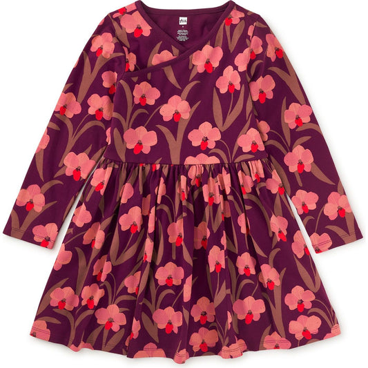 Tea Collection Girls Maroon Floral Dress Size: 5T Maroon Floral