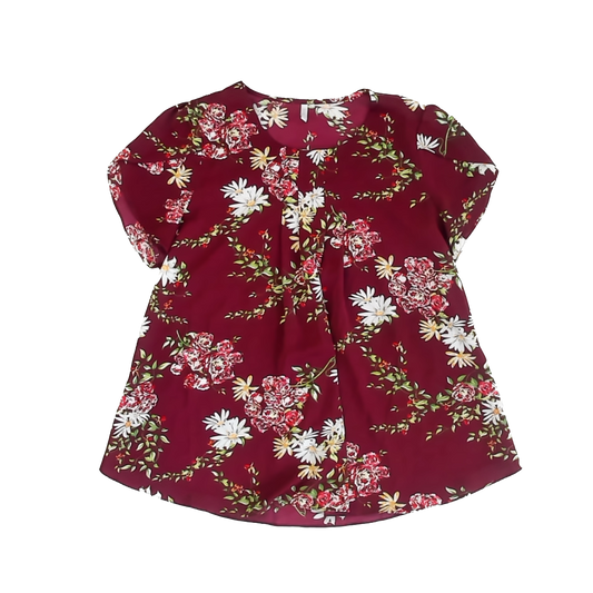 Bestbee Girls Maroon Floral Blouse Size: Large Maroon Floral