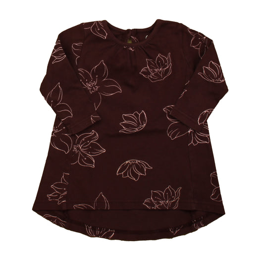 City Mouse Girls Maroon Floral Dress Size: 12-18 Months Maroon Floral