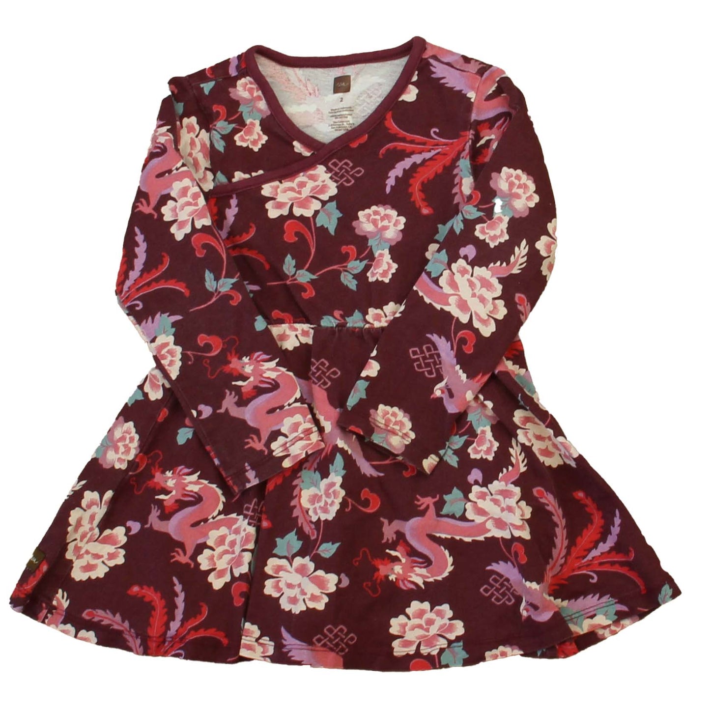 Tea Girls Maroon Floral Dress Size: 2T