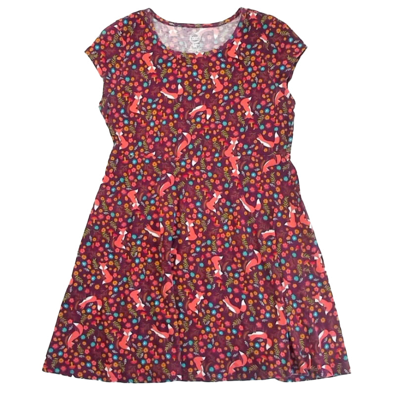 Wonder Nation Girls Maroon Floral Dress Size: 18 Years Maroon Floral