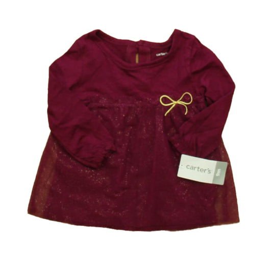 Carter's Girls Maroon | Gold Long Sleeve Shirt Size: 9 Months