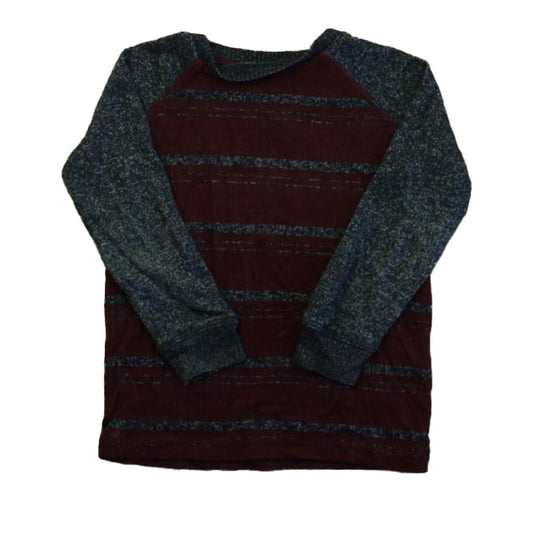 Rumi + Ryder Boys Maroon | Gray Stripe Long Sleeve Shirt Size: 3T