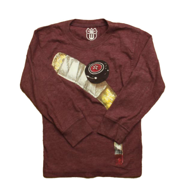 Wes & Willy Boys Maroon Hockey Stick Long Sleeve T-Shirt Size: 3T