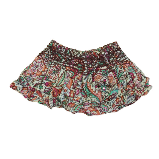 Tea Girls Maroon | Ivory | Aqua Floral Skirt Size: 2-3T