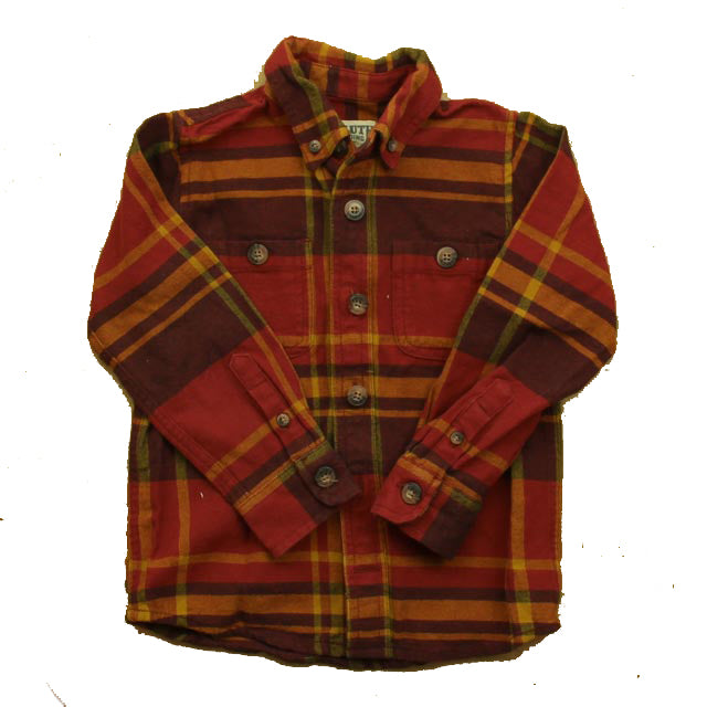 Duluth Trading Co Boys Maroon Plaid Button Down Long Sleeve Size: 3T