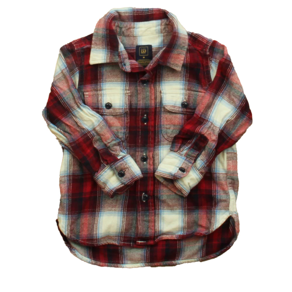 Gap Boys Maroon Plaid Button Down Long Sleeve Size: 2T Maroon Plaid
