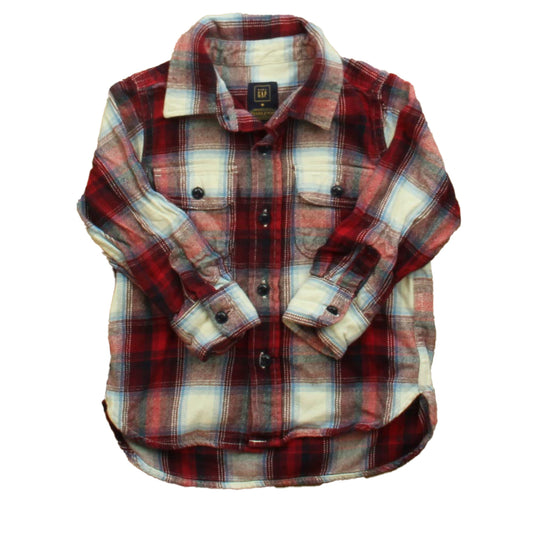 Gap Boys Maroon Plaid Button Down Long Sleeve Size: 2T Maroon Plaid
