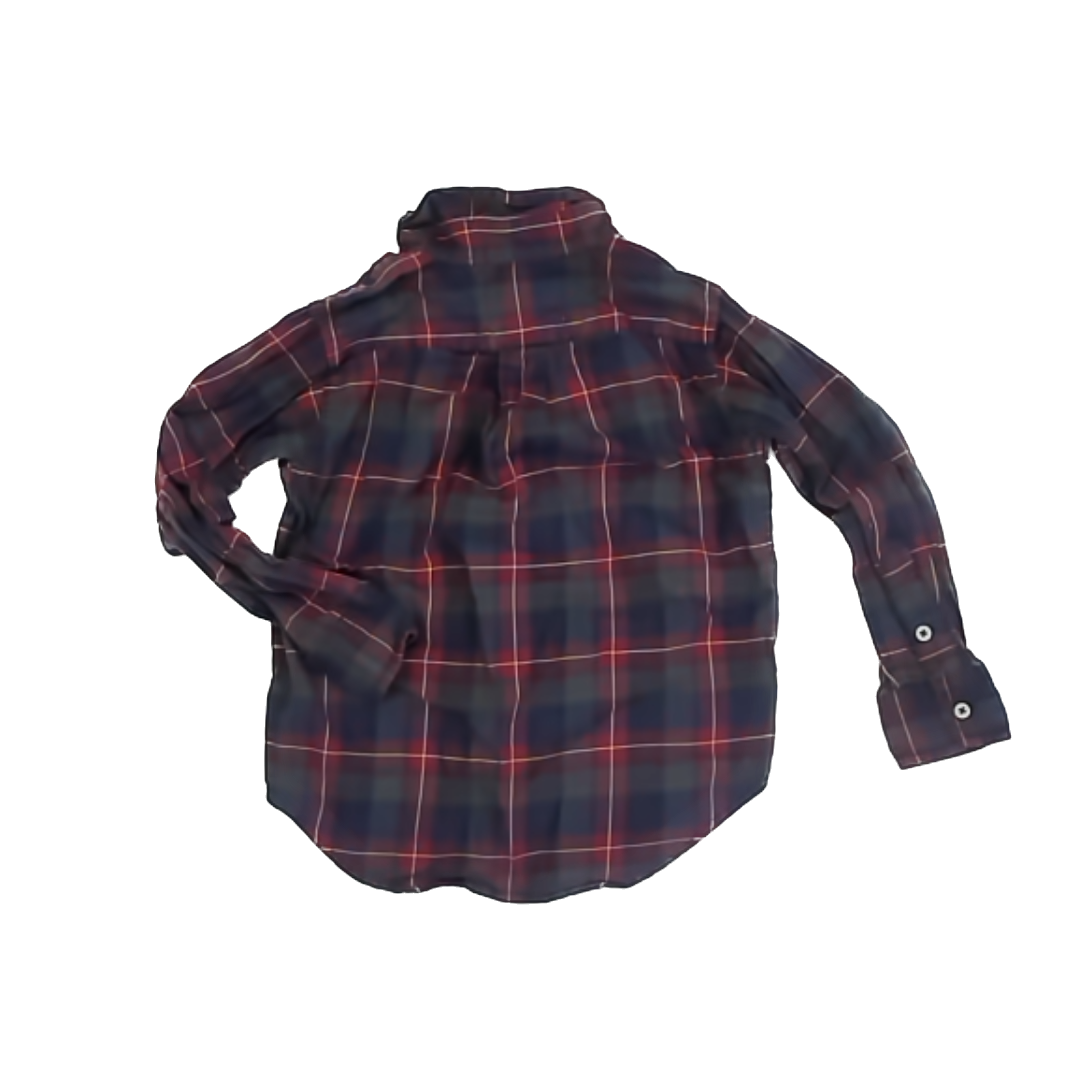 Ralph Lauren Boys Maroon Plaid Button Down Long Sleeve Size: 3T Maroon Plaid