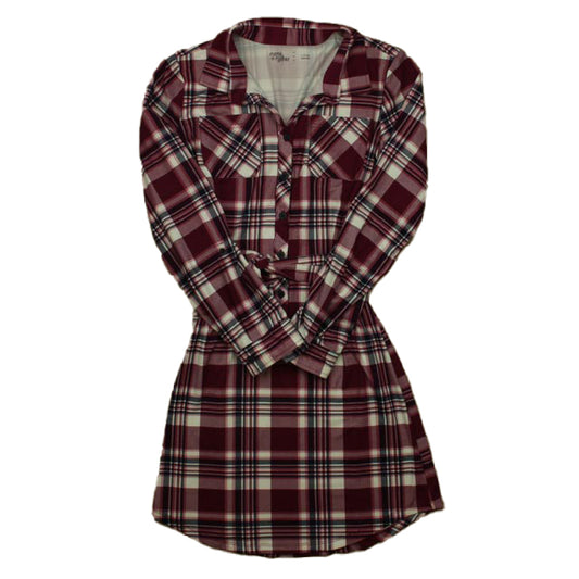 Rumi + Ryder Girls Maroon Plaid Dress Size: 12-14 Years