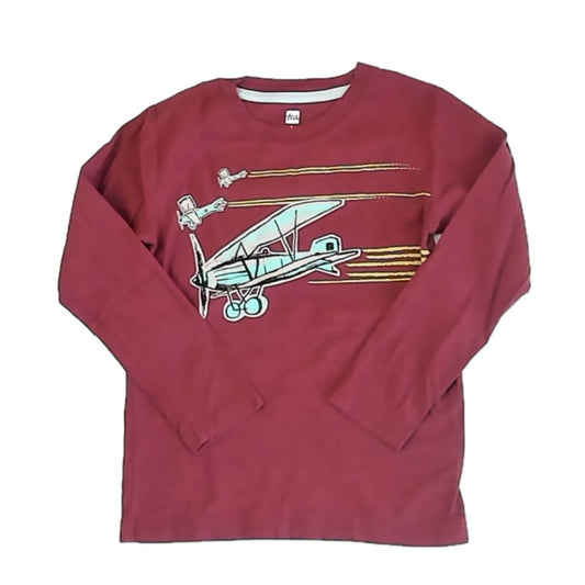 Tea Collection Boys Maroon Plane Long Sleeve T-Shirt Size: 5T Maroon Plane