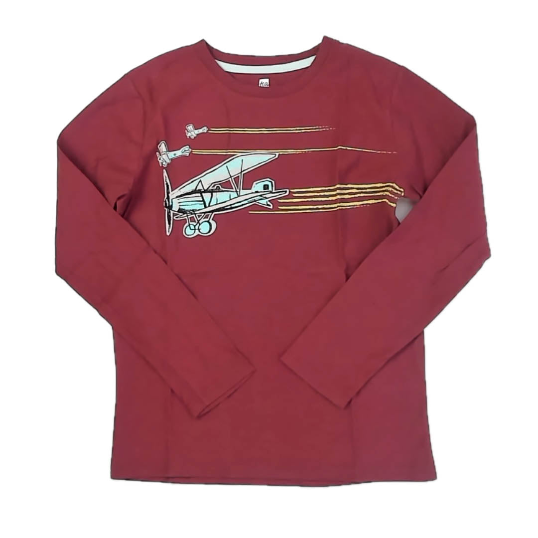 Tea Collection Boys Maroon Plane Long Sleeve T-Shirt Size: 14 Years Maroon Plane